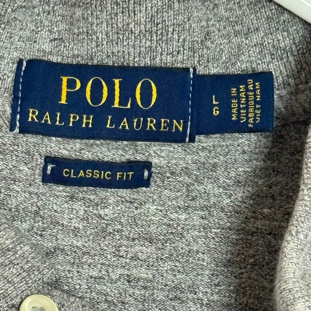 Polo Ralph Lauren Polo Shirt Mens Large Gray Classic Fit Pony Preppy Casual